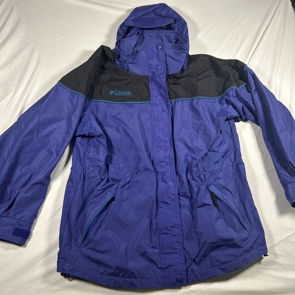 VTG COLUMBIA women's Large WATER RESISTANT Jacket full zip raincoat 90s Y2K